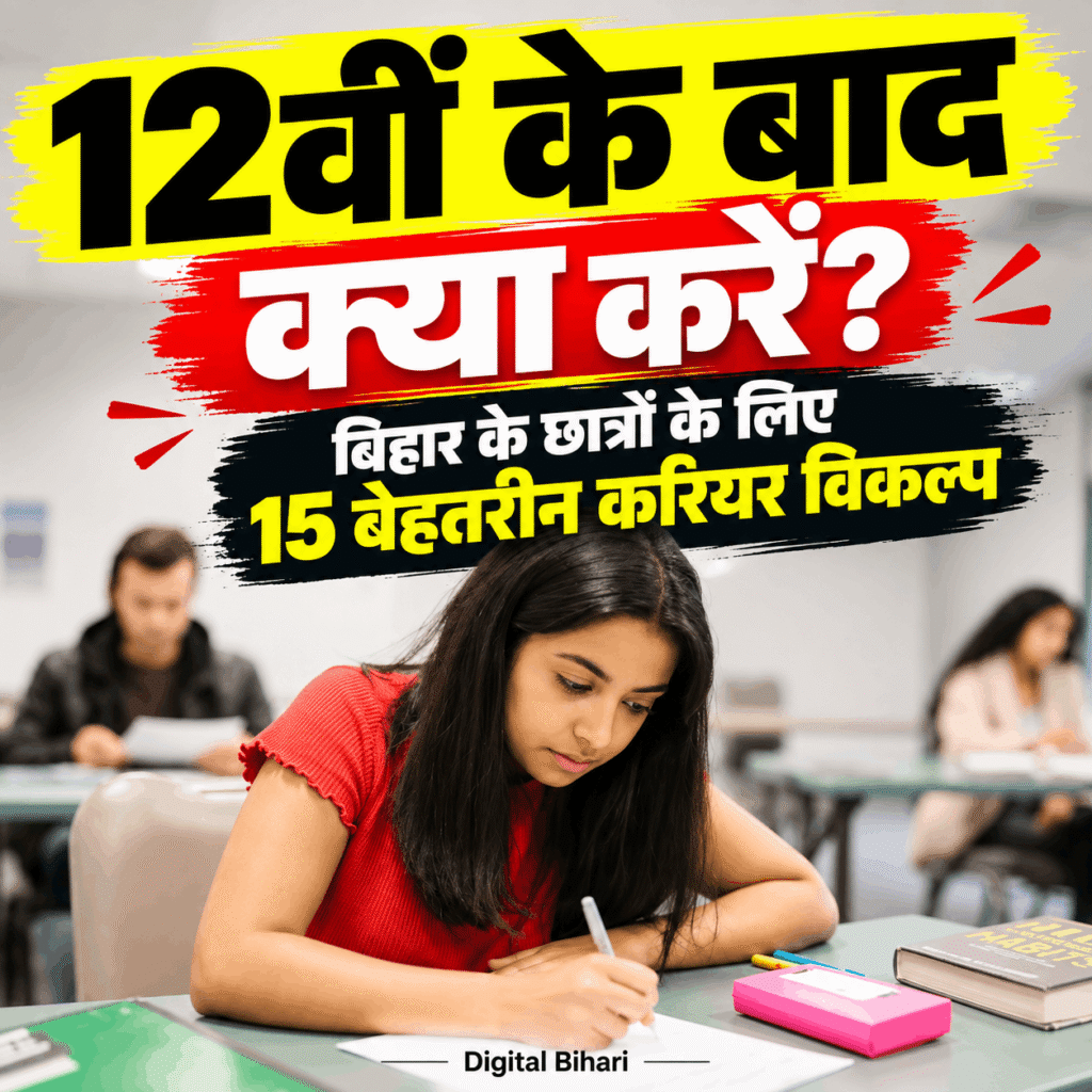 Image Alt Text: 12वीं के बाद करियर विकल्प तलाशते बिहार के छात्र
