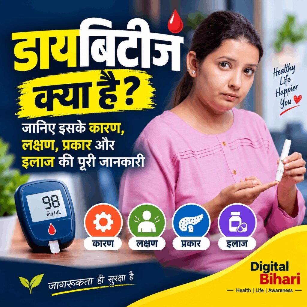 डायबिटीज क्या है? जानिए इसके कारण, लक्षण, प्रकार और इलाज की पूरी जानकारी